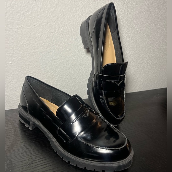 Nine West Shoes - Nine West Women’s Black Patent Leather Loafers with Chunky Sole